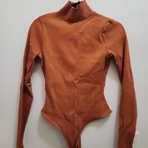 Lulu's Rust Ribbed Bodysuit